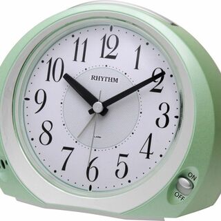 【色: グリーン】リズム(RHYTHM) 目覚まし時計 アナログ 連続秒針 電池(置時計)
