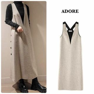 アドーア(ADORE)の【ADORE】大人気即完売＊2022年　ストレッチツィードワンピース　38(ロングワンピース/マキシワンピース)