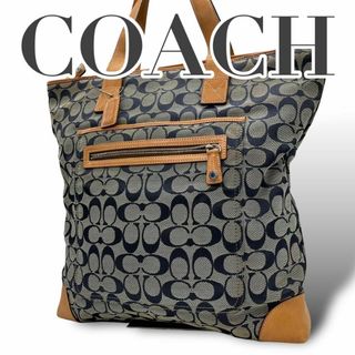 コーチ(COACH)のCOACH コーチ　s21 大容量　6071 トートバッグ　肩掛け　青系　茶(トートバッグ)