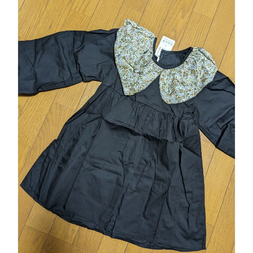 ガールズ　ワンピース　襟　ボリューム袖　可愛い　キッズワンピ　女の子　130 キッズ/ベビー/マタニティのキッズ服女の子用(90cm~)(ワンピース)の商品写真