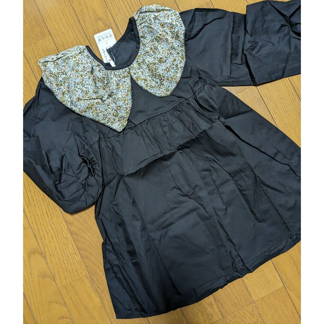 ガールズ　ワンピース　襟　ボリューム袖　可愛い　キッズワンピ　女の子　130 キッズ/ベビー/マタニティのキッズ服女の子用(90cm~)(ワンピース)の商品写真