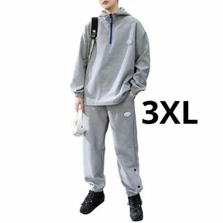 グレー ジャージ セットアップ 3XL おしゃれ ワンポイント ハーフジップ(スウェット)