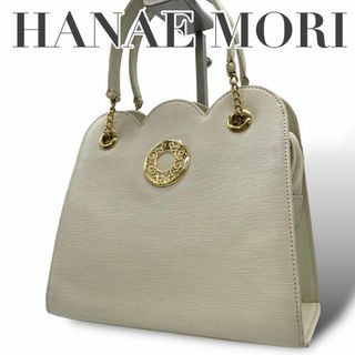 ハナエモリ(HANAE MORI)の美品　ハナエモリ　D1 レザー　ハンドバッグ　冠婚葬祭　フォーマルバッグ　白(ハンドバッグ)