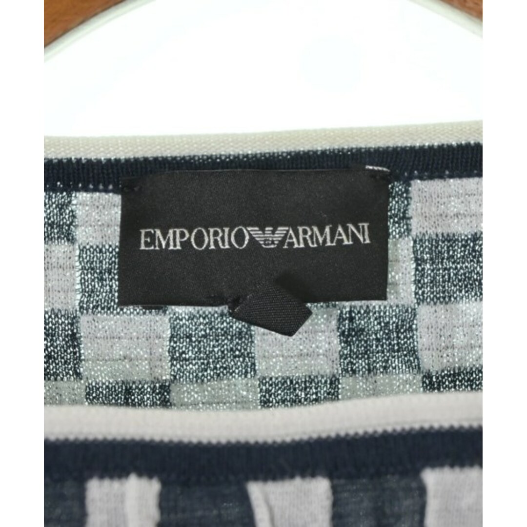 Emporio Armani(エンポリオアルマーニ)のEMPORIO ARMANI ニット・セーター XS 紺x白(チェック) 【古着】【中古】 メンズのトップス(ニット/セーター)の商品写真