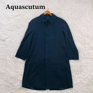 アクアスキュータム(AQUA SCUTUM)のAquascutum ビンテージ ステンカラーコート ロング ウール ネイビー(ステンカラーコート)