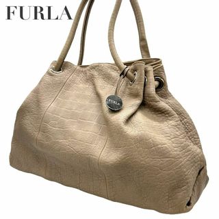 フルラ(Furla)のFURLA フルラ　s18 クロコ型押し　レザー　トートバッグ　肩掛け　ベージュ(トートバッグ)