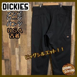 ディッキーズ(Dickies)のディッキーズ ワーク パンツ アメカジ ブラック ロゴ ダブルニー US古着(ワークパンツ/カーゴパンツ)