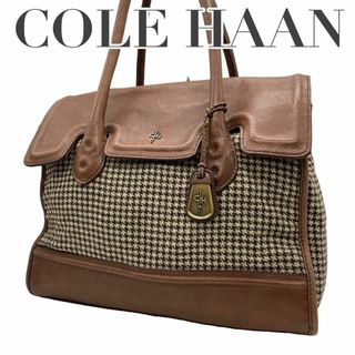 コールハーン(Cole Haan)のCOLE HAAN コールハーン　s56 千鳥柄　ウール　レザー　ハンドバッグ(ハンドバッグ)