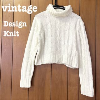 サンタモニカ(Santa Monica)の美品【 vintage 】 ハイネックニット ケーブルニット　クロップドニット(ニット/セーター)