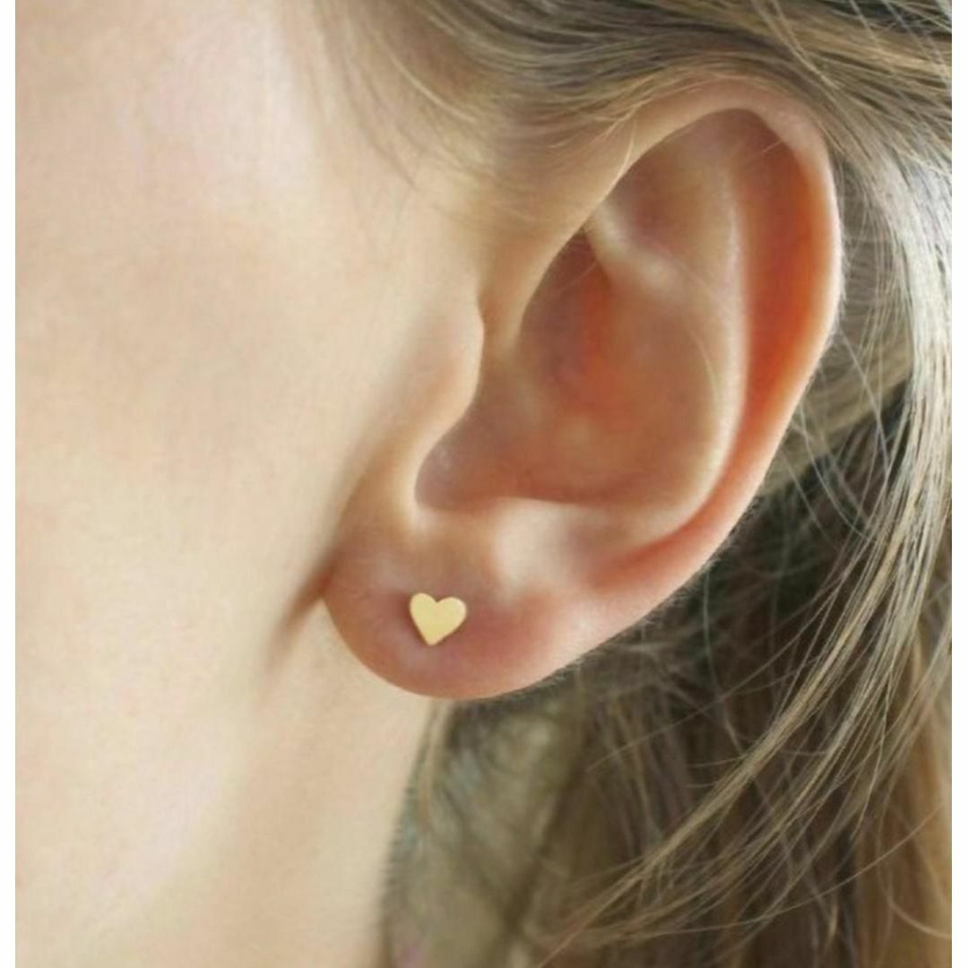 アレルギー対応 ステンレス製 ハートピアス♡ピンクゴールド メンズのアクセサリー(ピアス(両耳用))の商品写真