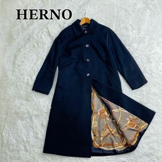 ヘルノ(HERNO)の極希少 美品 HERNO コロンボ社 カシミヤ シルク ロングコート 裏地総柄(ロングコート)