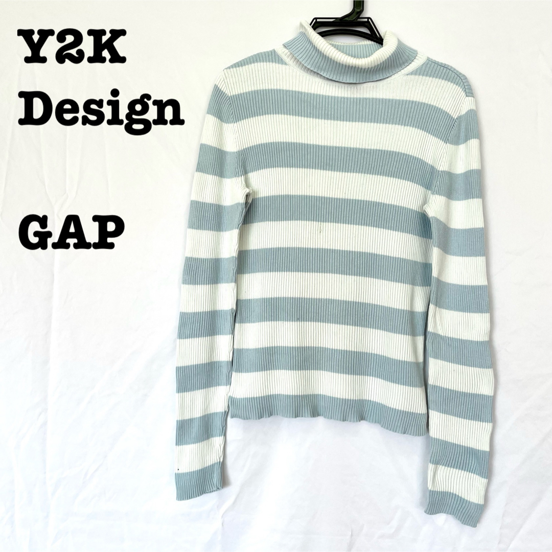 GAP(ギャップ)の美品【 GAP ギャップ 】 ボーダーニット　ハイネックニット パステルカラー レディースのトップス(ニット/セーター)の商品写真