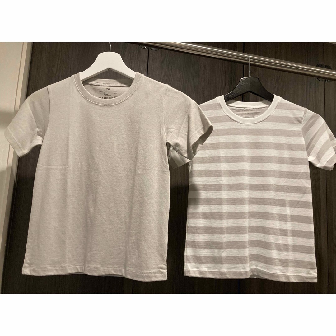 MUJI (無印良品)(ムジルシリョウヒン)の展示品　未着用　無印　半袖Tシャツ 2枚セット　130 キッズ/ベビー/マタニティのキッズ服男の子用(90cm~)(Tシャツ/カットソー)の商品写真