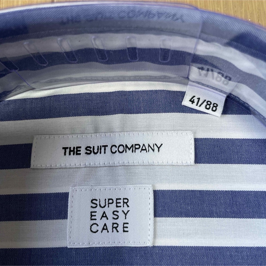 THE SUIT COMPANY(スーツカンパニー)のスーツカンパニー　長袖ドレスシャツ新品L41-86ストライプ　ネイビー メンズのトップス(シャツ)の商品写真