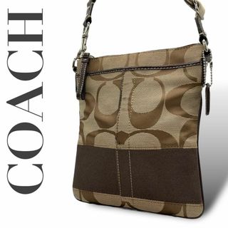 コーチ(COACH)の良品　COACH コーチ　s36 ショルダーバッグ　ボーダー　シグネチャー　茶(ショルダーバッグ)