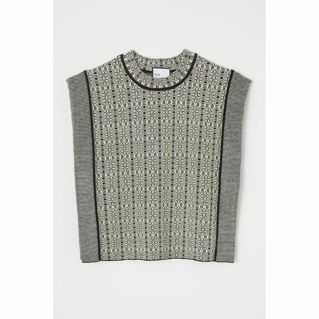 AZUL by moussy(アズールバイマウジー)の【PLUS】SQUARE SLEEVE JACQUARD TOPS レディースのトップス(ベスト/ジレ)の商品写真