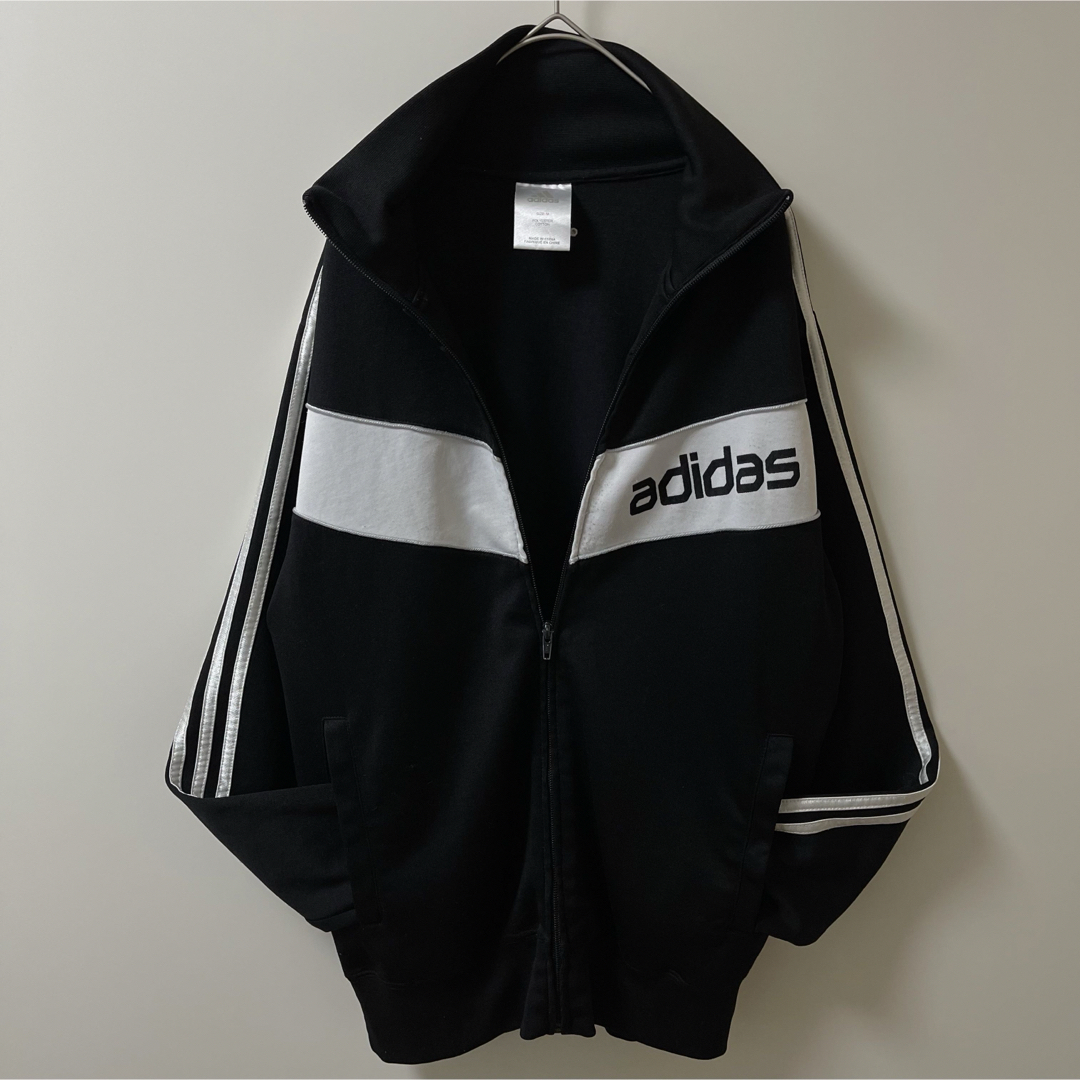 adidas(アディダス)のL90s】あのちゃん着用類似アディダス古着トラックジャケット　ジャージ黒ブラック メンズのトップス(ジャージ)の商品写真