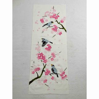 中古　④ 桜　さくら　鳥　手ぬぐい　手拭い　タペストリー　インテリア(絵画/タペストリー)