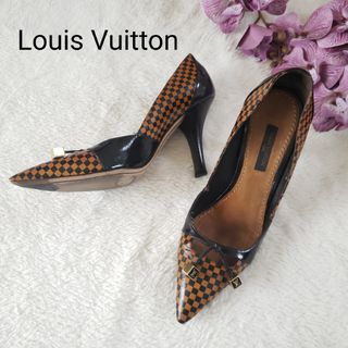 ルイヴィトン(LOUIS VUITTON)のルイヴィトンダミエ ダイスロゴエナメルパンプス 34ハーフ(ハイヒール/パンプス)