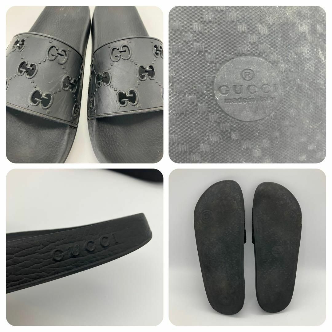 Gucci(グッチ)のGUCCI サンダル　スライド　シャワー　ビーチ　GG 黒　約27cm イタリア メンズの靴/シューズ(サンダル)の商品写真