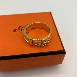 エルメス(Hermes)の【箱付き・極美品】エルメス リング サンチュール ベルトモチーフ ゴールド　金色(バンダナ/スカーフ)