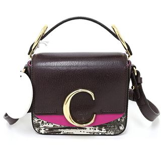 クロエ Chloe ミニバッグ ショルダー付きハンドバッグ カーフ スウェード CHC19AS193 B34 079 Black Raisin 【中古】Sランク