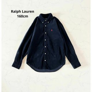 ラルフローレン(Ralph Lauren)の【美品】160cm ラルフローレン コーデュロイ 長袖シャツ 刺繍ロゴ ネイビー(ブラウス)