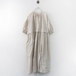 ネストローブ(nest Robe)の2022年 ネストローブ nest Robe UpcycleLino ギャザースキッパーワンピース F/ベージュ【2400013769389】(その他)