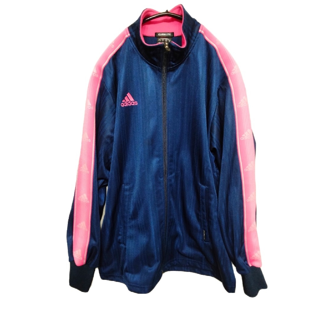 adidas ジャージ上下セット ネイビー/ピンク サイズ150 青臭く adidas ジャージ上下セット ネイビー/ピンク サイズ150 青臭く