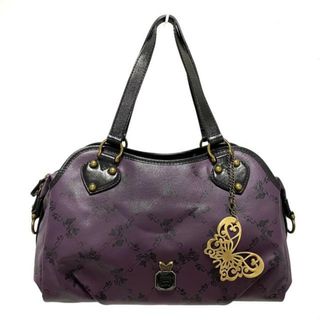 アナスイ(ANNA SUI)のANNA SUI(アナスイ) ハンドバッグ - パープル×黒 花柄 レザー(ハンドバッグ)