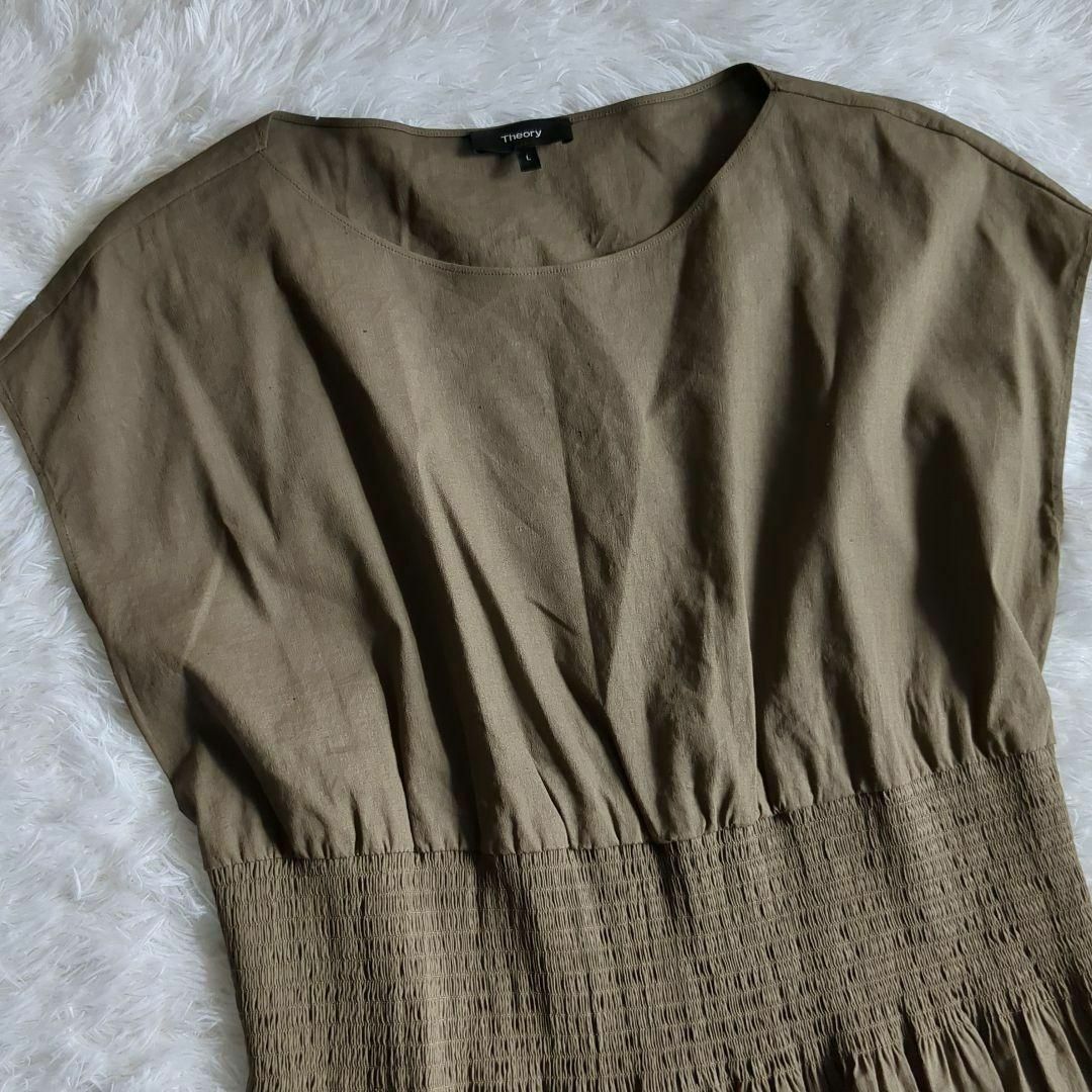 theory(セオリー)のセオリー ECO CRUNCH WASH　SMOCKED DRESS リネン混 レディースのワンピース(ロングワンピース/マキシワンピース)の商品写真