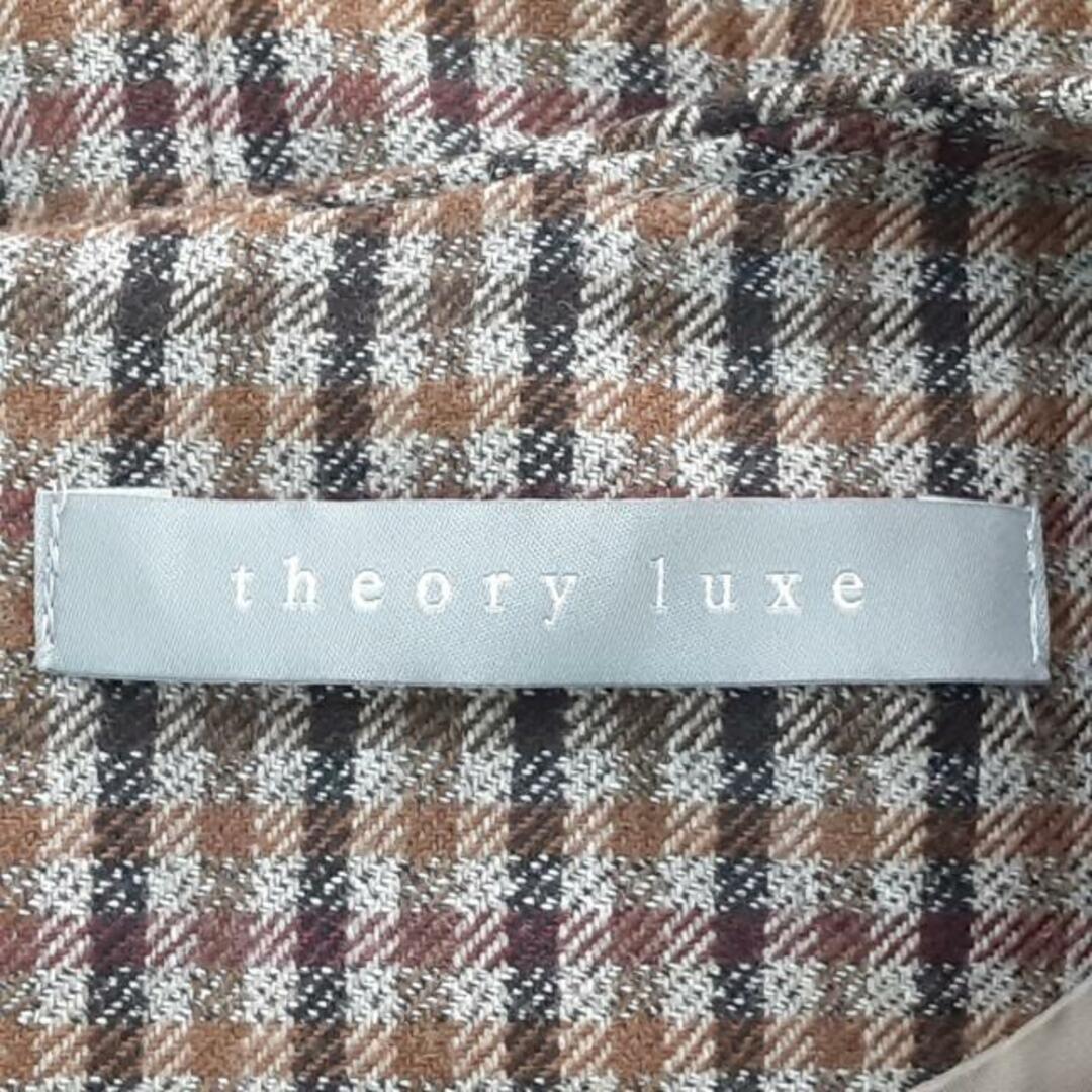 Theory luxe(セオリーリュクス)のtheory luxe(セオリーリュクス) ワンピース サイズ38 M レディース美品  - ブラウン×ダークブラウン×ボルドー クルーネック/ノースリーブ/ロング/チェック柄 レディースのワンピース(その他)の商品写真