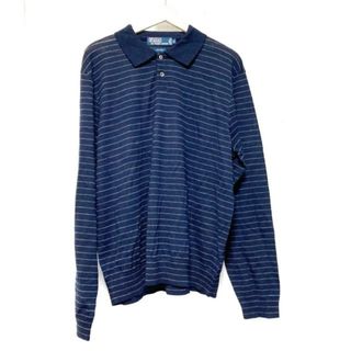 ポロラルフローレン(POLO RALPH LAUREN)のPOLObyRalphLauren(ポロラルフローレン) 長袖セーター サイズXL メンズ - ダークネイビー×ダークグレー レギュラーカラー/ボーダー(ニット/セーター)