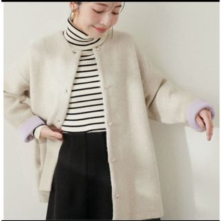 ナチュラルクチュール(natural couture)のナチュラルクチュール　ニットコート　アイボリー(ニットコート)