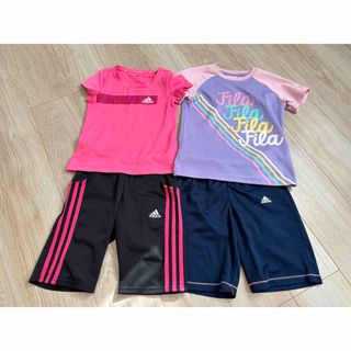 アディダス(adidas)のキッズ　adidas 130 スポーツTシャツ　ハーフパンツ　フィラ　四枚セット(Tシャツ/カットソー)