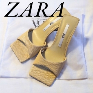 ZARA - ZARA　テクスチャーヒールミュール　サンダル