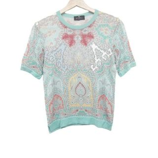 エトロ(ETRO)のETRO(エトロ) 半袖セーター サイズ42 M レディース美品  - ライトブルー×レッド×マルチ ペイズリー柄(ニット/セーター)