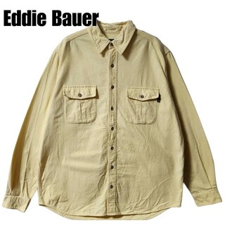 エディーバウアー(Eddie Bauer)のEddie Bauer　シャモアクロス　コットン　長袖シャツ　クリーム　サイズL(シャツ)