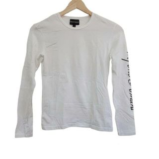 エンポリオアルマーニ(Emporio Armani)のEMPORIOARMANI(エンポリオアルマーニ) 長袖Tシャツ サイズS レディース美品  - 白×ダークグレー クルーネック/ラメ(Tシャツ(長袖/七分))