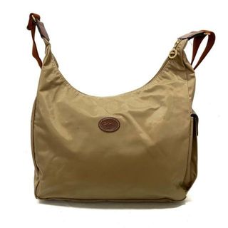 ロンシャン(LONGCHAMP)のLONGCHAMP(ロンシャン) ショルダーバッグ - ベージュ×ダークブラウン 斜めがけ ナイロン×レザー(ショルダーバッグ)