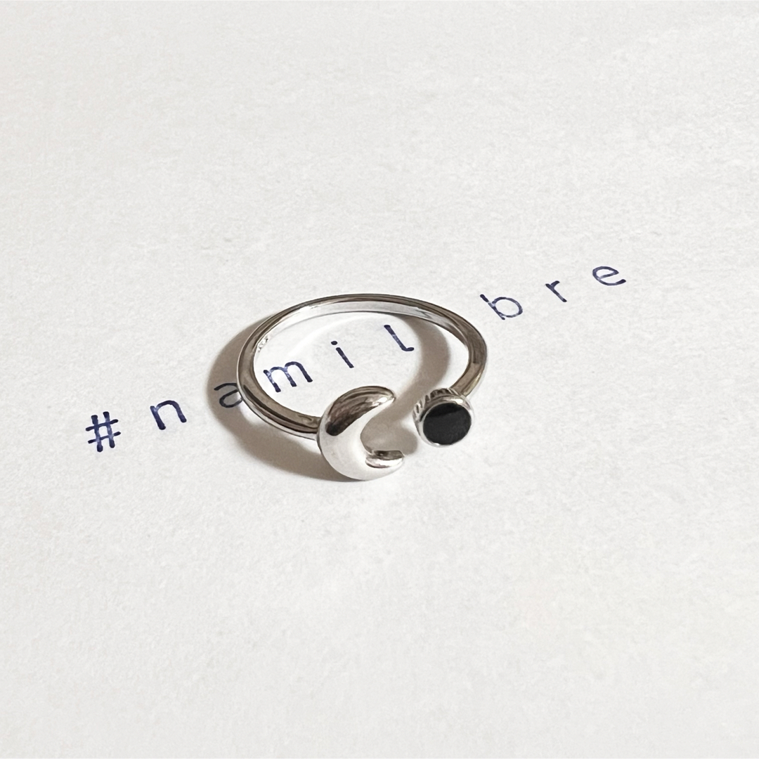 シルバーリング 925 オニキス調 ダブルムーン ジオメトリック 韓国 指輪⑥ メンズのアクセサリー(リング(指輪))の商品写真