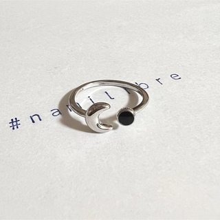 シルバーリング 925 オニキス調 ダブルムーン ジオメトリック 韓国 指輪⑥(リング(指輪))
