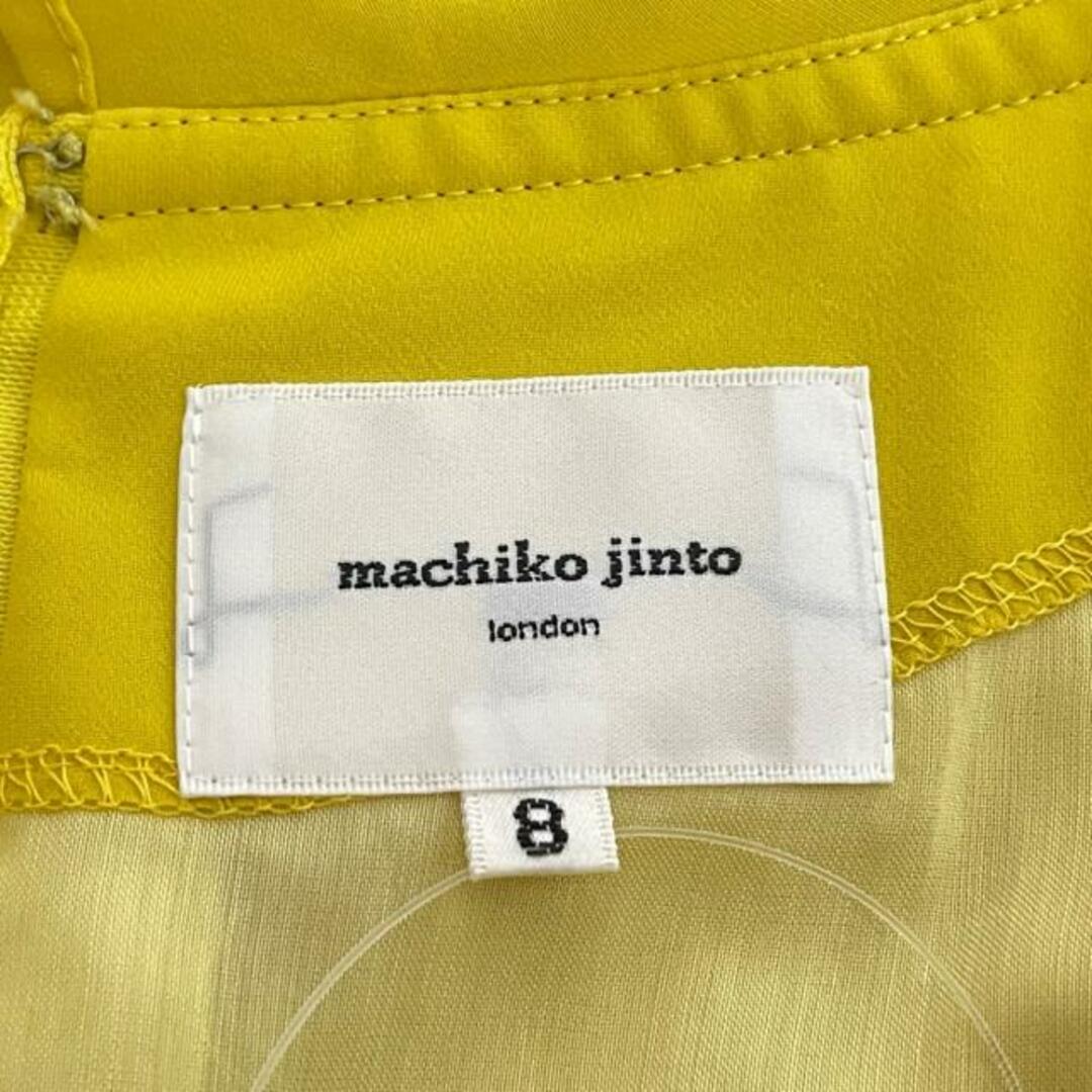 machiko jinto(マチコジント) ワンピース サイズ8 M レディース美品  - イエロー×ブラウン クルーネック/ノースリーブ/ロング/フリル レディースのワンピース(その他)の商品写真