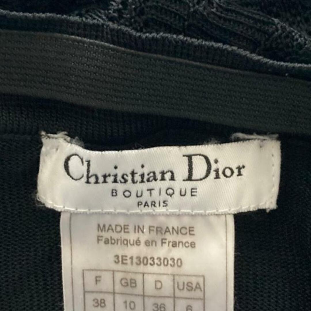 Christian Dior(クリスチャンディオール)のDIOR/ChristianDior(ディオール/クリスチャンディオール) ロングスカート サイズUSA6 M レディース - 3E13033030 黒 ニット/レース/ウエストゴム/サイドリボンベルトデザイン レディースのスカート(ロングスカート)の商品写真