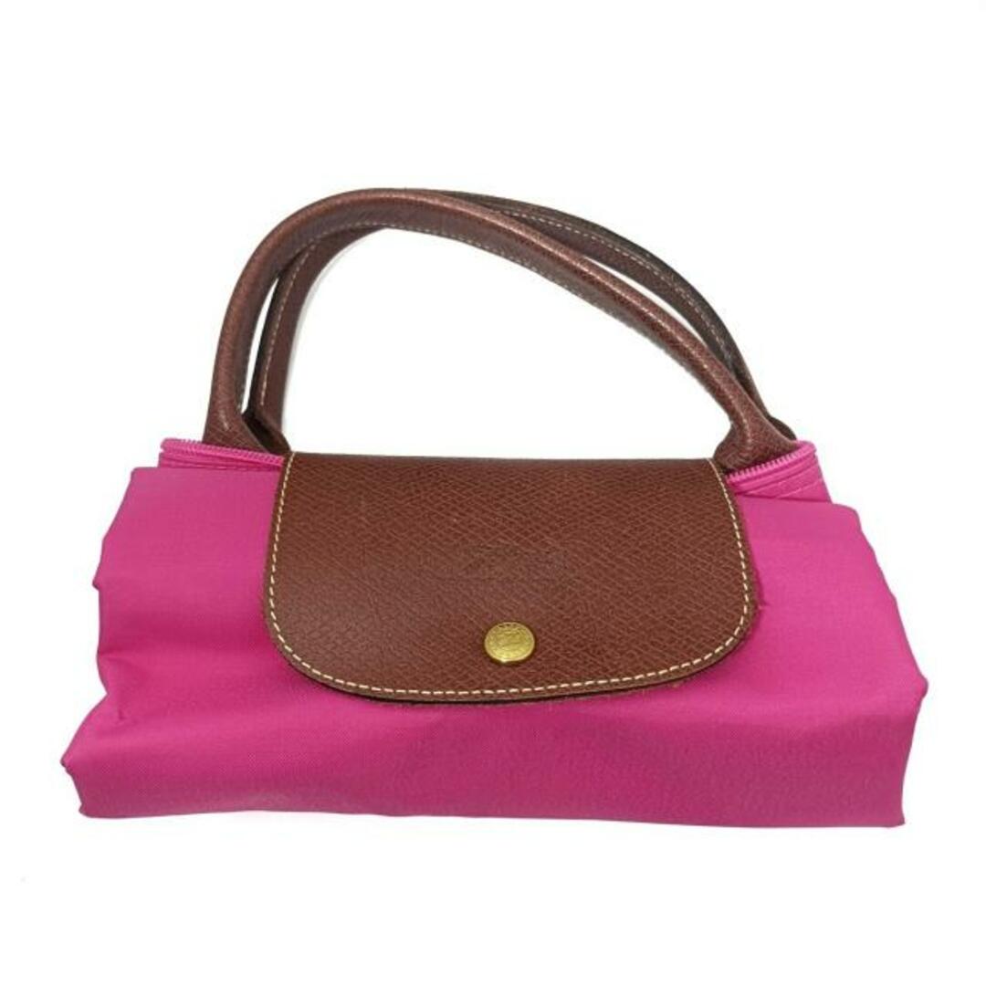 LONGCHAMP(ロンシャン)のLONGCHAMP(ロンシャン) ボストンバッグ ル・プリアージュオリジナル 1624089818 ピンク×ブラウン 折りたたみ/本体ロックなし ナイロン×レザー レディースのバッグ(ボストンバッグ)の商品写真