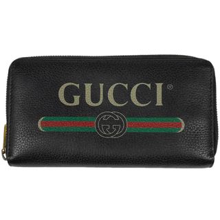 グッチ(Gucci)のグッチ ロゴ ラウンドファスナー 長財布 レディース 【中古】(財布)