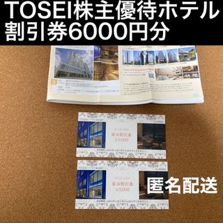 トウセイ(TOSEI)のTOSEI◆株主優待◆ホテル宿泊割引券◆6000円分(宿泊券)