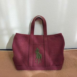 ラルフローレン(Ralph Lauren)のラルフローレン 帆布 キャンパス トートバッグ 刺繍ポニーロゴ ボルドー(トートバッグ)