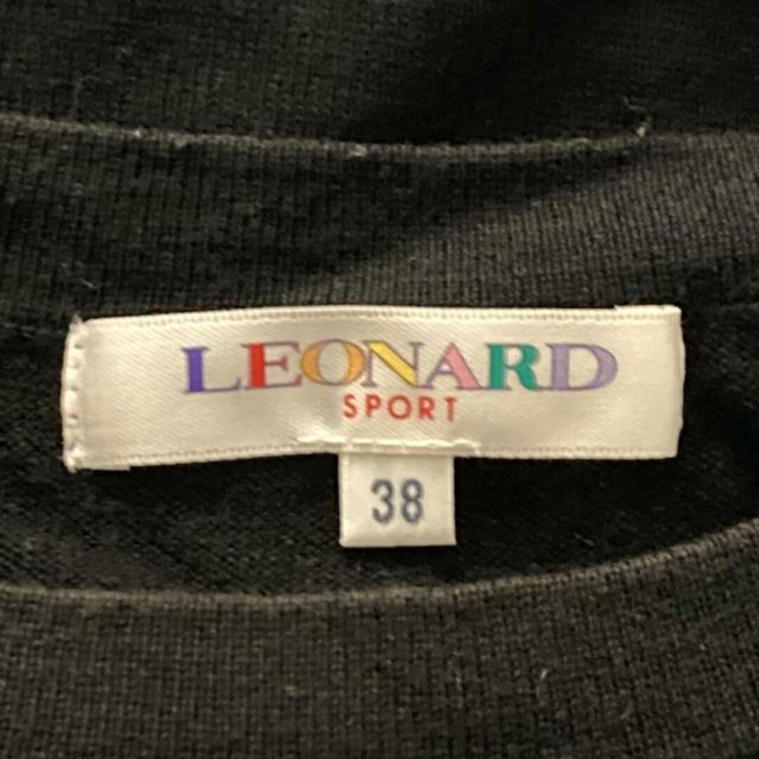 LEONARD SPORT(レオナールスポーツ) 半袖セーター サイズ38 M レディース - 黒×イエロー×マルチ クルーネック/フラワー(花)/ラインストーン/刺繍/バタフライ(蝶) レディースのトップス(ニット/セーター)の商品写真