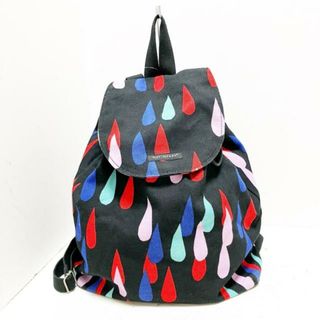 マリメッコ(marimekko)のmarimekko(マリメッコ) リュックサック - 黒×レッド×マルチ キャンバス(リュック/バックパック)